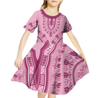 Dashiki Glamorous Pink Kid Short Sleeve Dress Breast Cancer Awareness - Wonder Print Shop