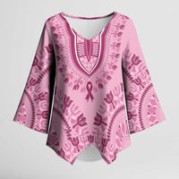 Dashiki Glamorous Pink Kimono Sleeve Blouse Breast Cancer Awareness - Wonder Print Shop