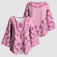 Dashiki Glamorous Pink Kimono Sleeve Blouse Breast Cancer Awareness - Wonder Print Shop