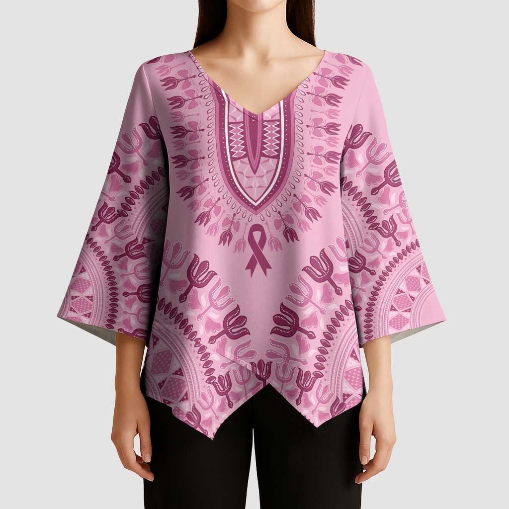 Dashiki Glamorous Pink Kimono Sleeve Blouse Breast Cancer Awareness - Wonder Print Shop
