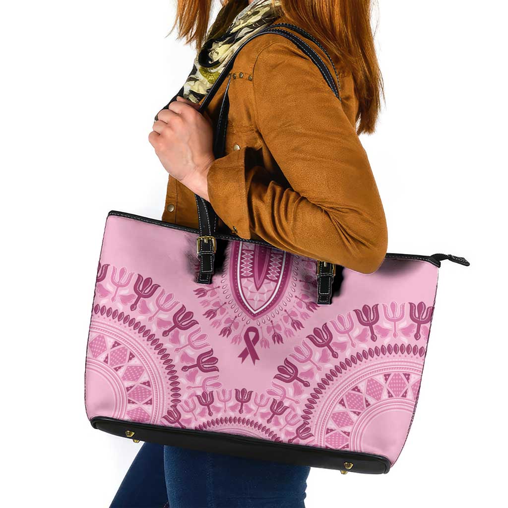 Dashiki Glamorous Pink Leather Tote Bag Breast Cancer Awareness - Wonder Print Shop