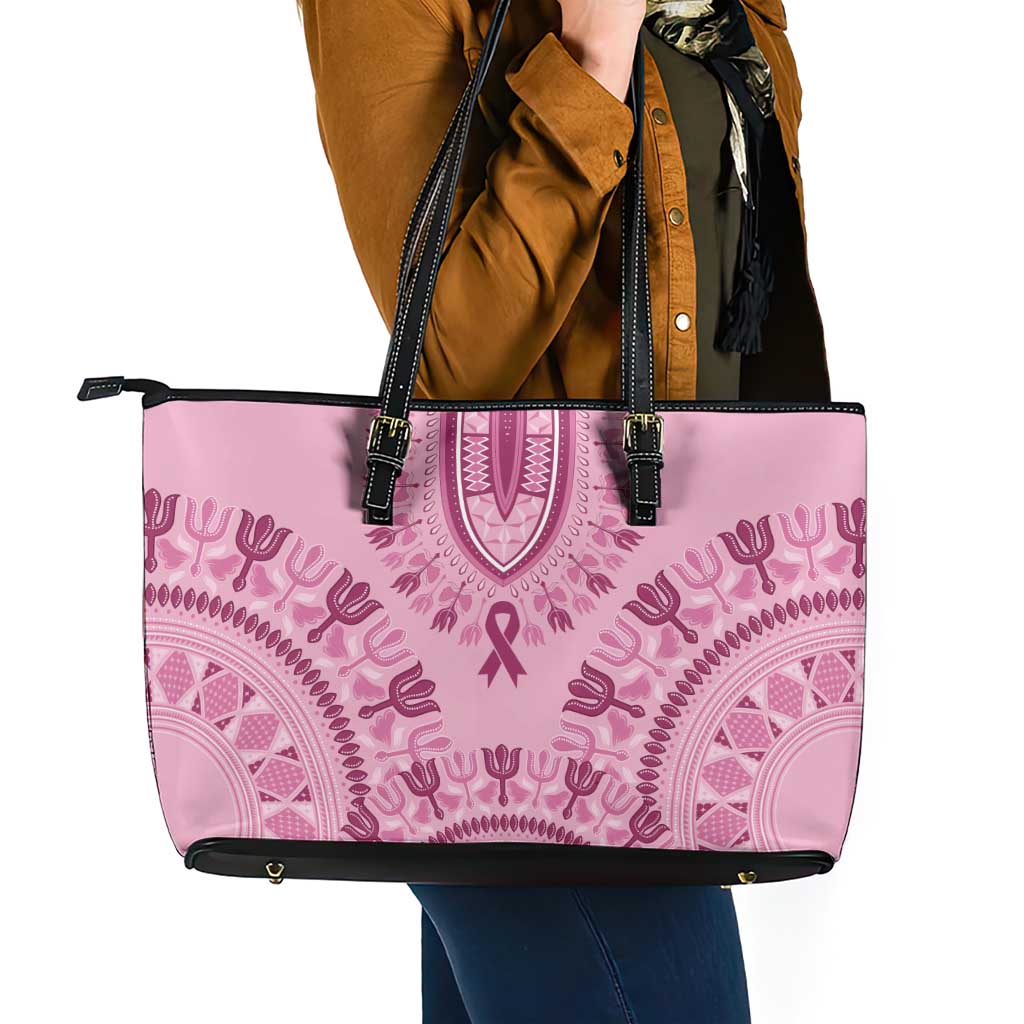 Dashiki Glamorous Pink Leather Tote Bag Breast Cancer Awareness - Wonder Print Shop