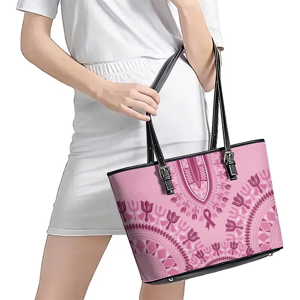 Dashiki Glamorous Pink Leather Tote Bag Breast Cancer Awareness - Wonder Print Shop
