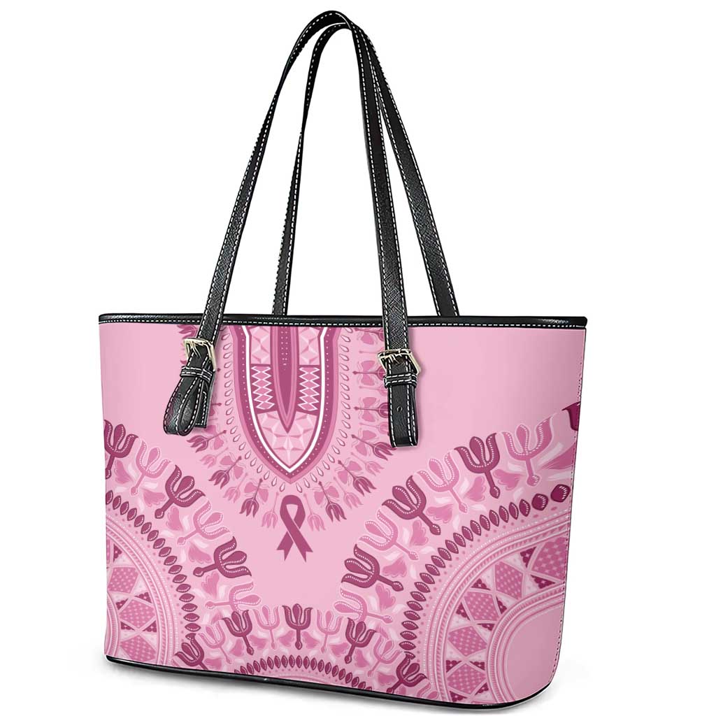 Dashiki Glamorous Pink Leather Tote Bag Breast Cancer Awareness - Wonder Print Shop
