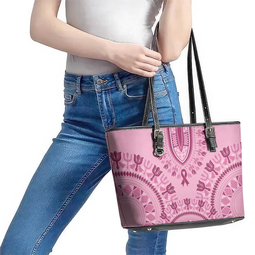Dashiki Glamorous Pink Leather Tote Bag Breast Cancer Awareness - Wonder Print Shop