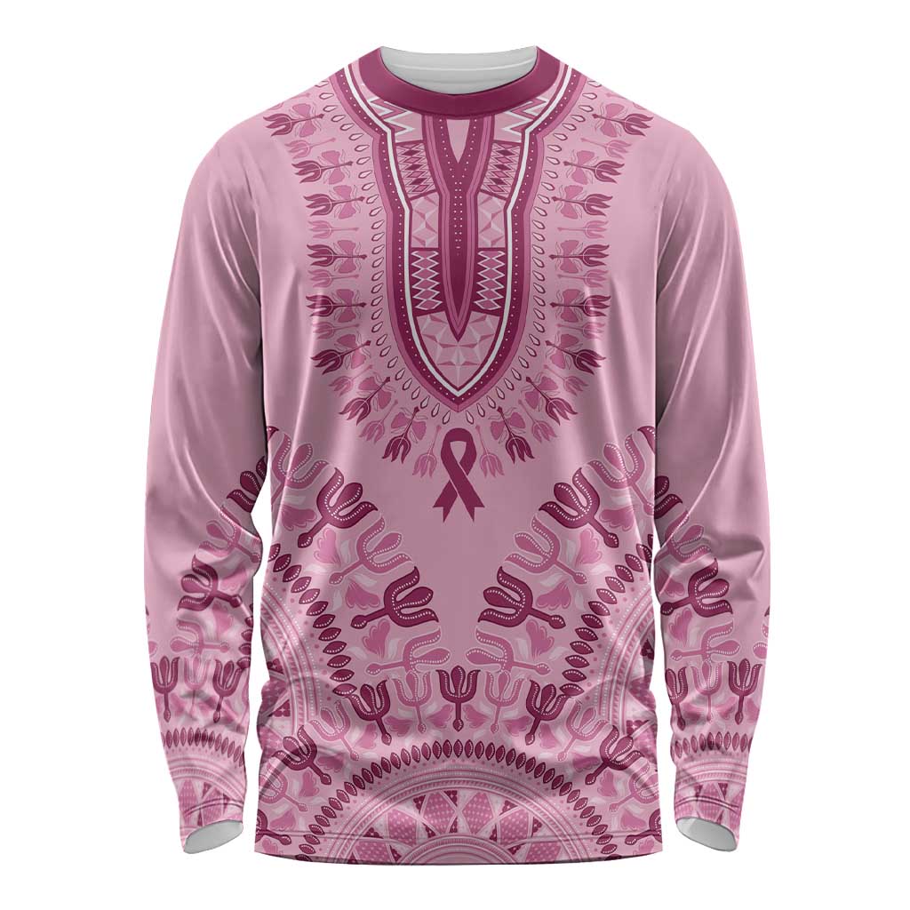 Dashiki Glamorous Pink Long Sleeve Shirt Breast Cancer Awareness - Wonder Print Shop