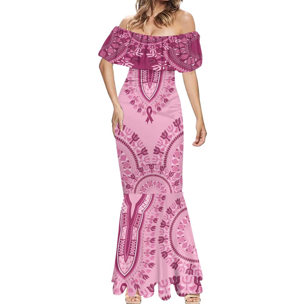 Dashiki Glamorous Pink Mermaid Dress Breast Cancer Awareness - Wonder Print Shop