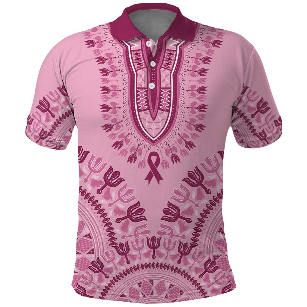 Dashiki Glamorous Pink Polo Shirt Breast Cancer Awareness - Wonder Print Shop