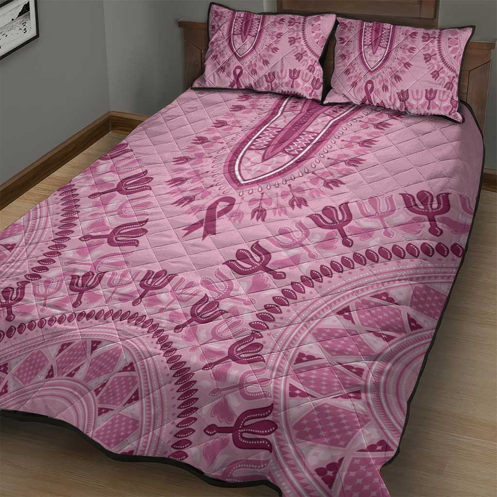Dashiki Glamorous Pink Quilt Bed Set Breast Cancer Awareness - Wonder Print Shop