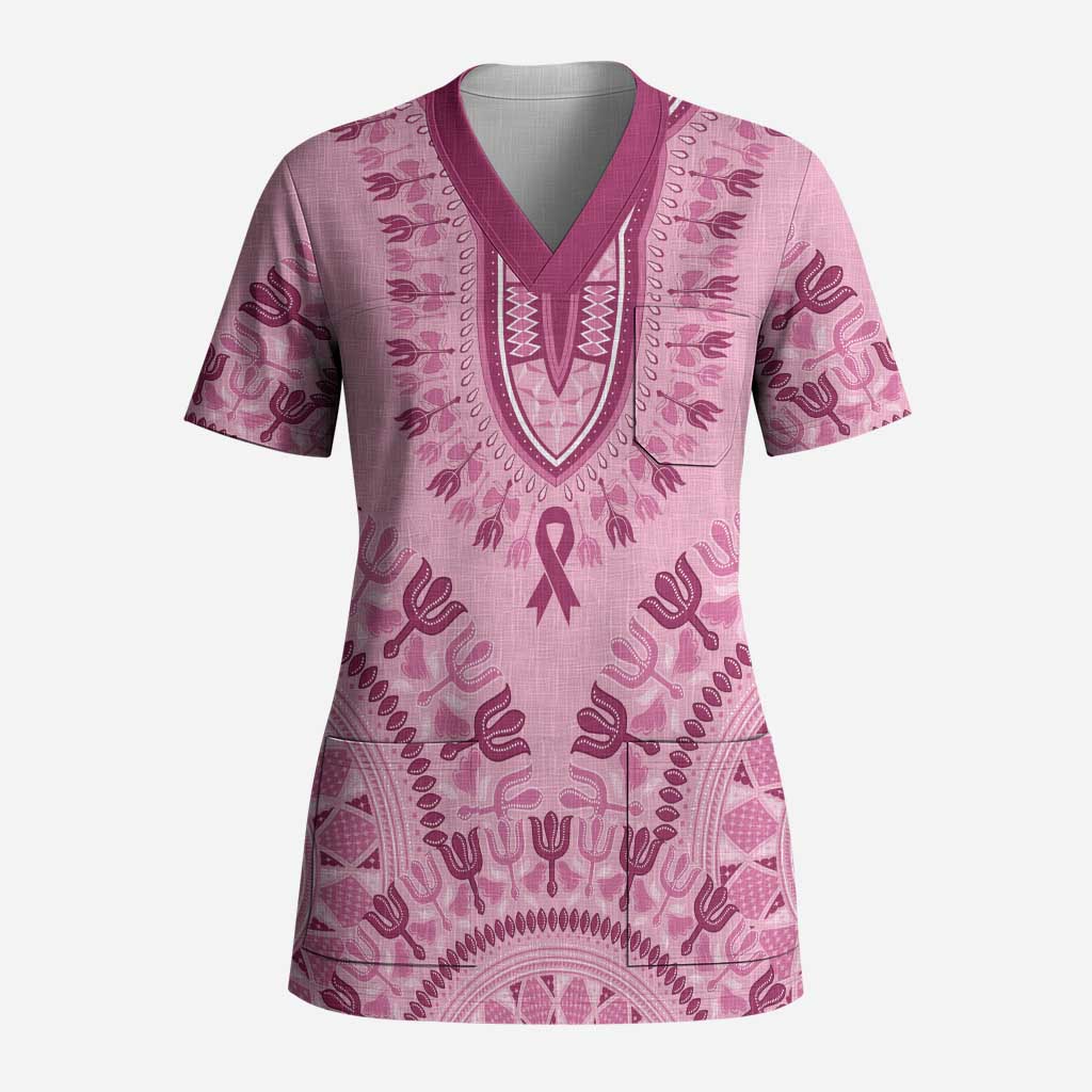 Dashiki Glamorous Pink Scrub Top Breast Cancer Awareness - Wonder Print Shop