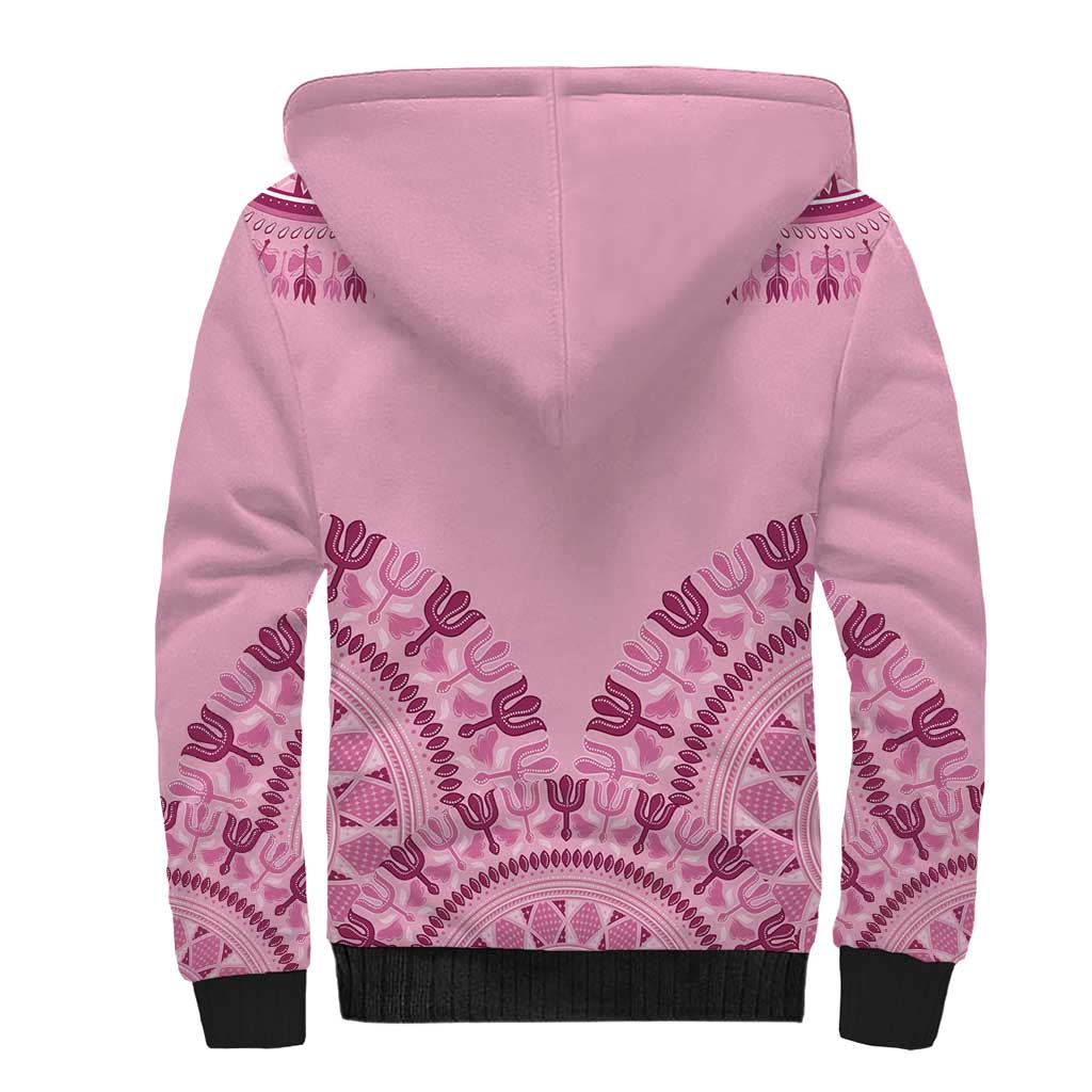 Dashiki Glamorous Pink Sherpa Hoodie Breast Cancer Awareness - Wonder Print Shop