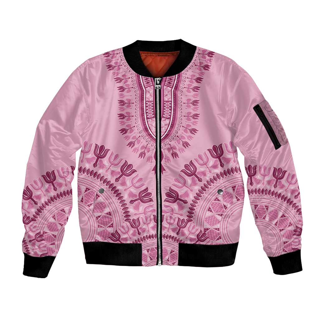Dashiki Glamorous Pink Sleeve Zip Bomber Jacket Breast Cancer Awareness - Wonder Print Shop