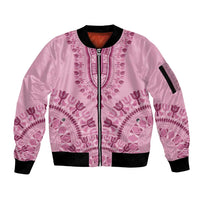 Dashiki Glamorous Pink Sleeve Zip Bomber Jacket Breast Cancer Awareness - Wonder Print Shop