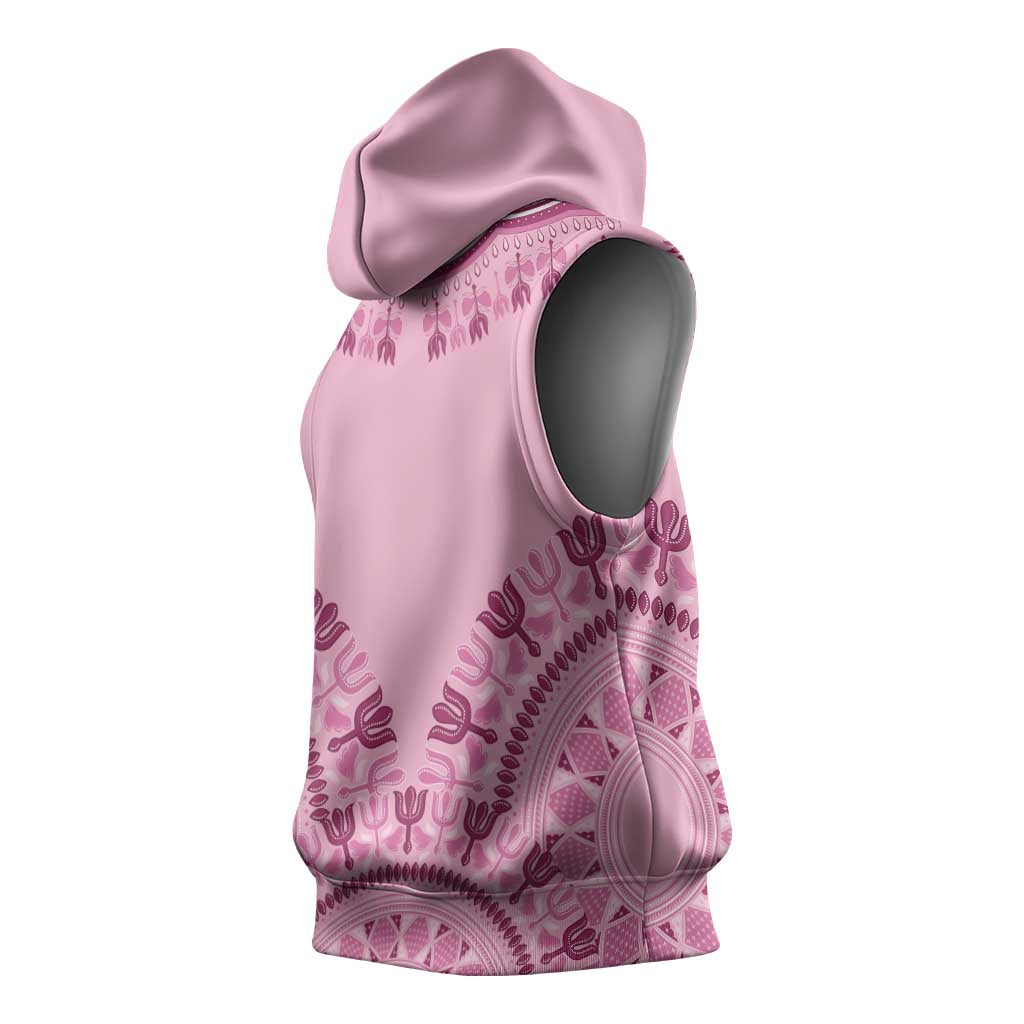 Dashiki Glamorous Pink Sleeveless Hoodie Breast Cancer Awareness - Wonder Print Shop