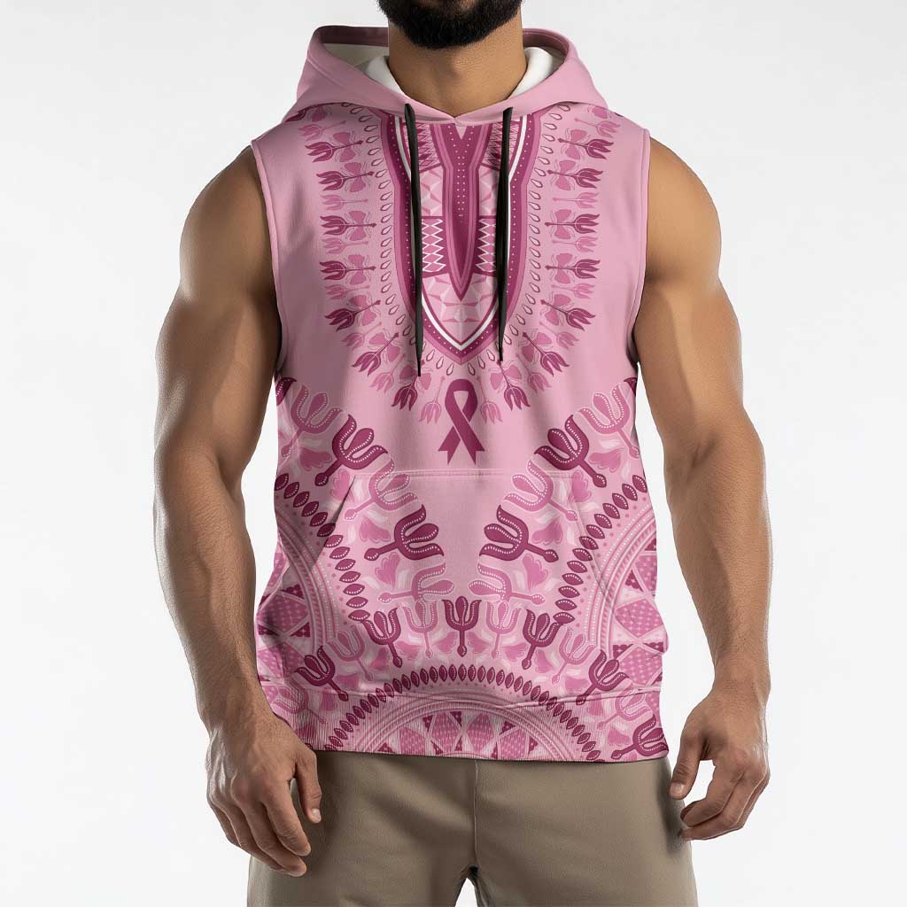 Dashiki Glamorous Pink Sleeveless Hoodie Breast Cancer Awareness - Wonder Print Shop
