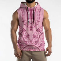 Dashiki Glamorous Pink Sleeveless Hoodie Breast Cancer Awareness - Wonder Print Shop
