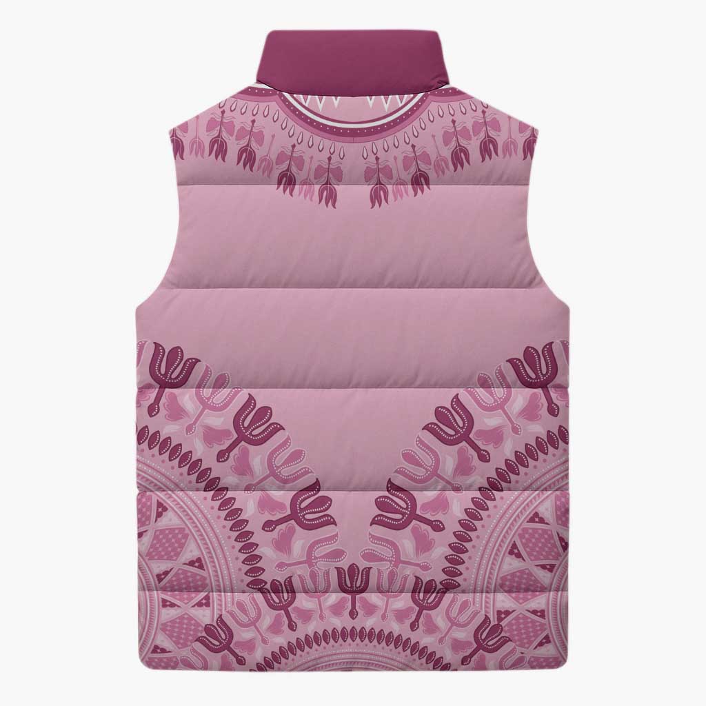 Dashiki Glamorous Pink Sleeveless Puffer Jacket Breast Cancer Awareness - Wonder Print Shop