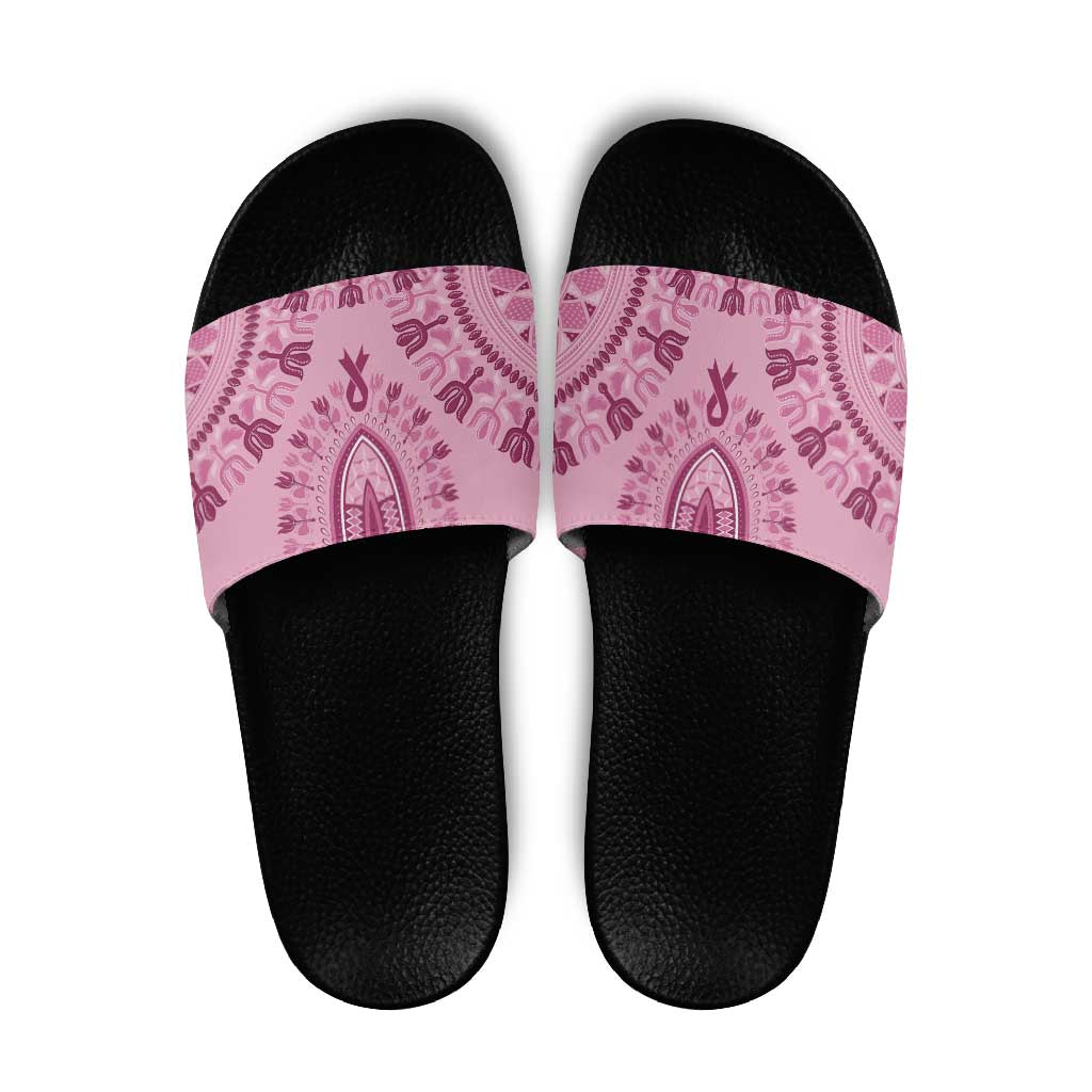 Dashiki Glamorous Pink Slide Sandals Breast Cancer Awareness - Wonder Print Shop