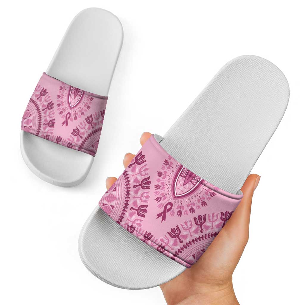 Dashiki Glamorous Pink Slide Sandals Breast Cancer Awareness - Wonder Print Shop