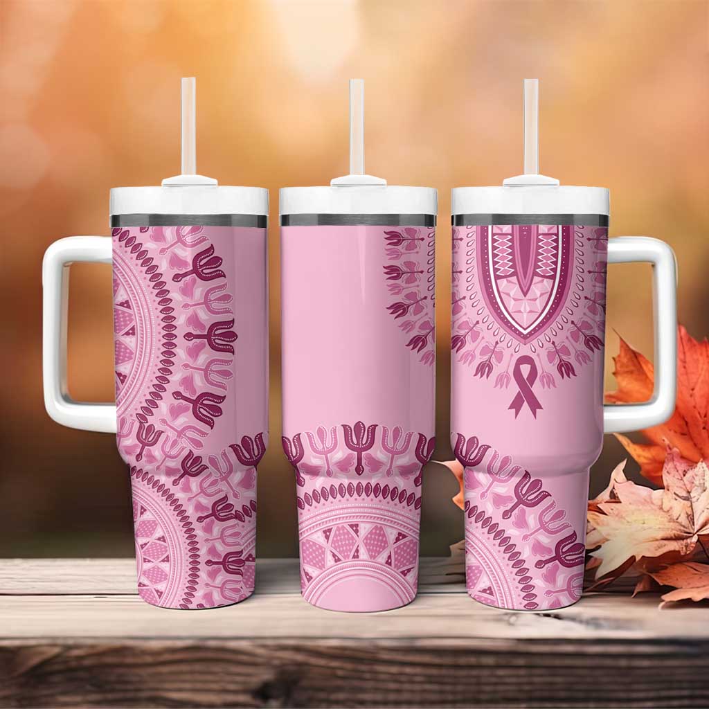 Dashiki Glamorous Pink Tumbler With Handle Breast Cancer Awareness - Wonder Print Shop
