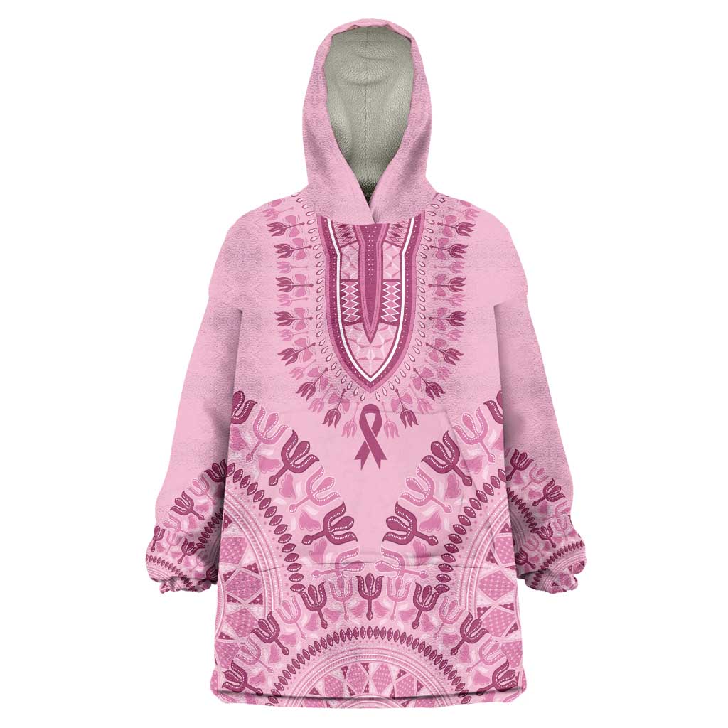 Dashiki Glamorous Pink Wearable Blanket Hoodie Breast Cancer Awareness - Wonder Print Shop