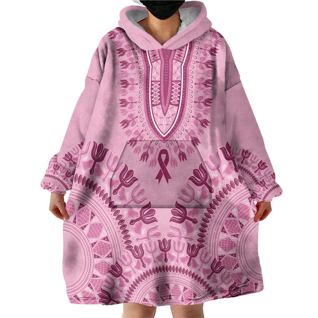 Dashiki Glamorous Pink Wearable Blanket Hoodie Breast Cancer Awareness - Wonder Print Shop