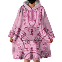 Dashiki Glamorous Pink Wearable Blanket Hoodie Breast Cancer Awareness - Wonder Print Shop