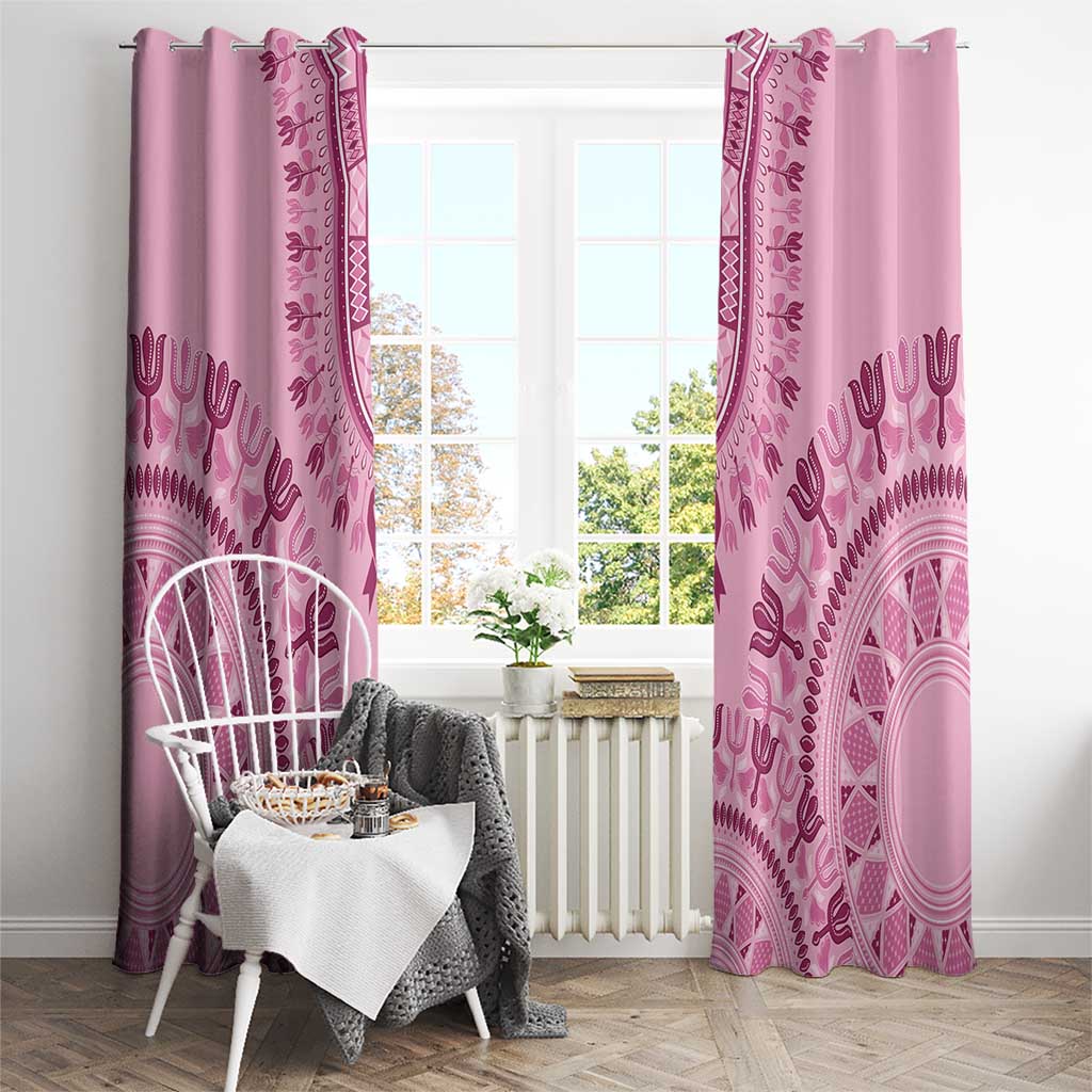 Dashiki Glamorous Pink Window Curtain Breast Cancer Awareness - Wonder Print Shop