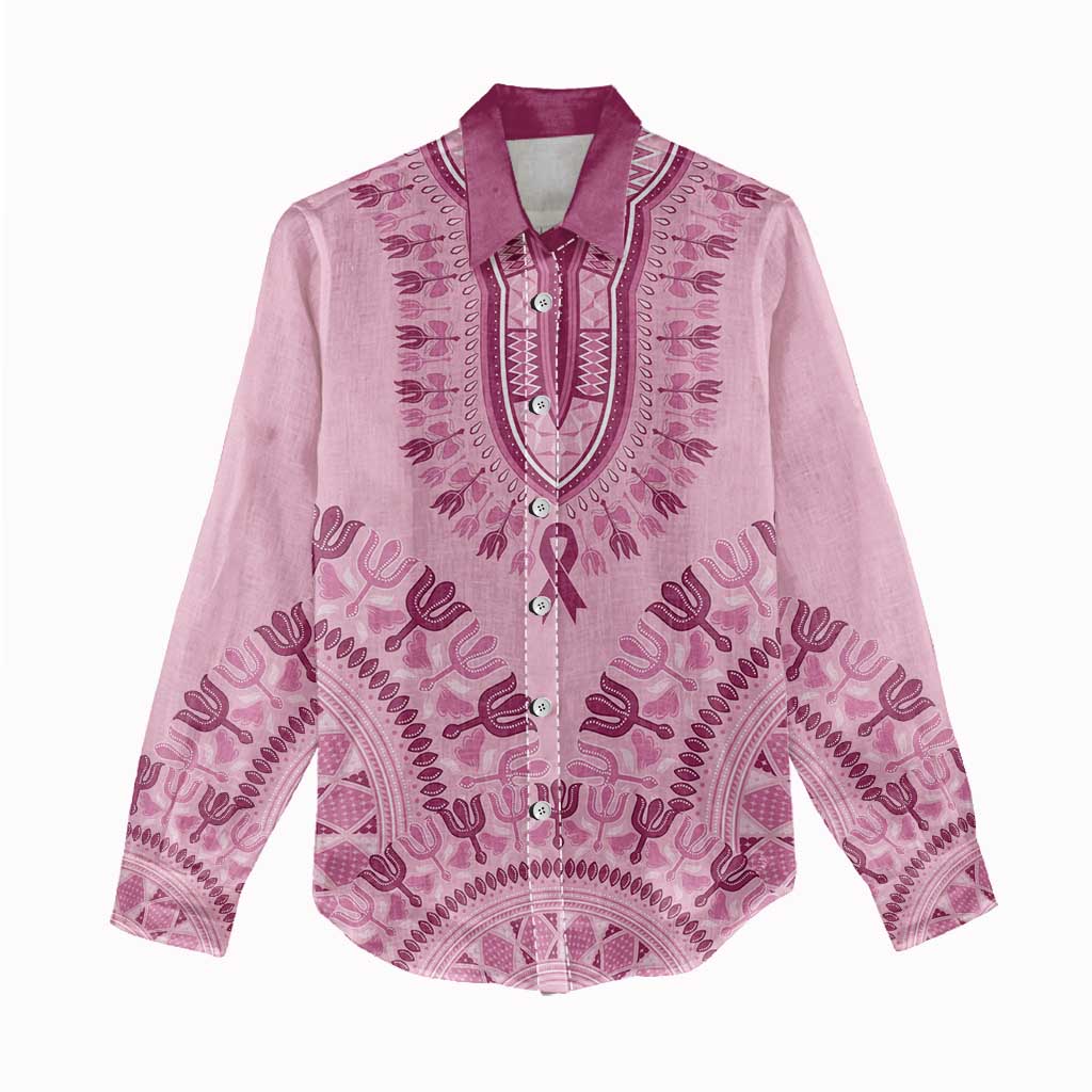 Dashiki Glamorous Pink Women Casual Shirt Breast Cancer Awareness - Wonder Print Shop