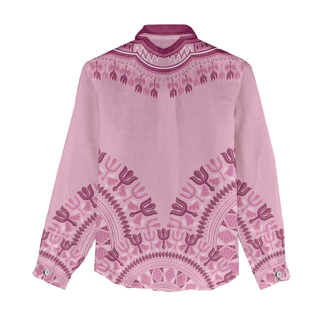 Dashiki Glamorous Pink Women Casual Shirt Breast Cancer Awareness - Wonder Print Shop