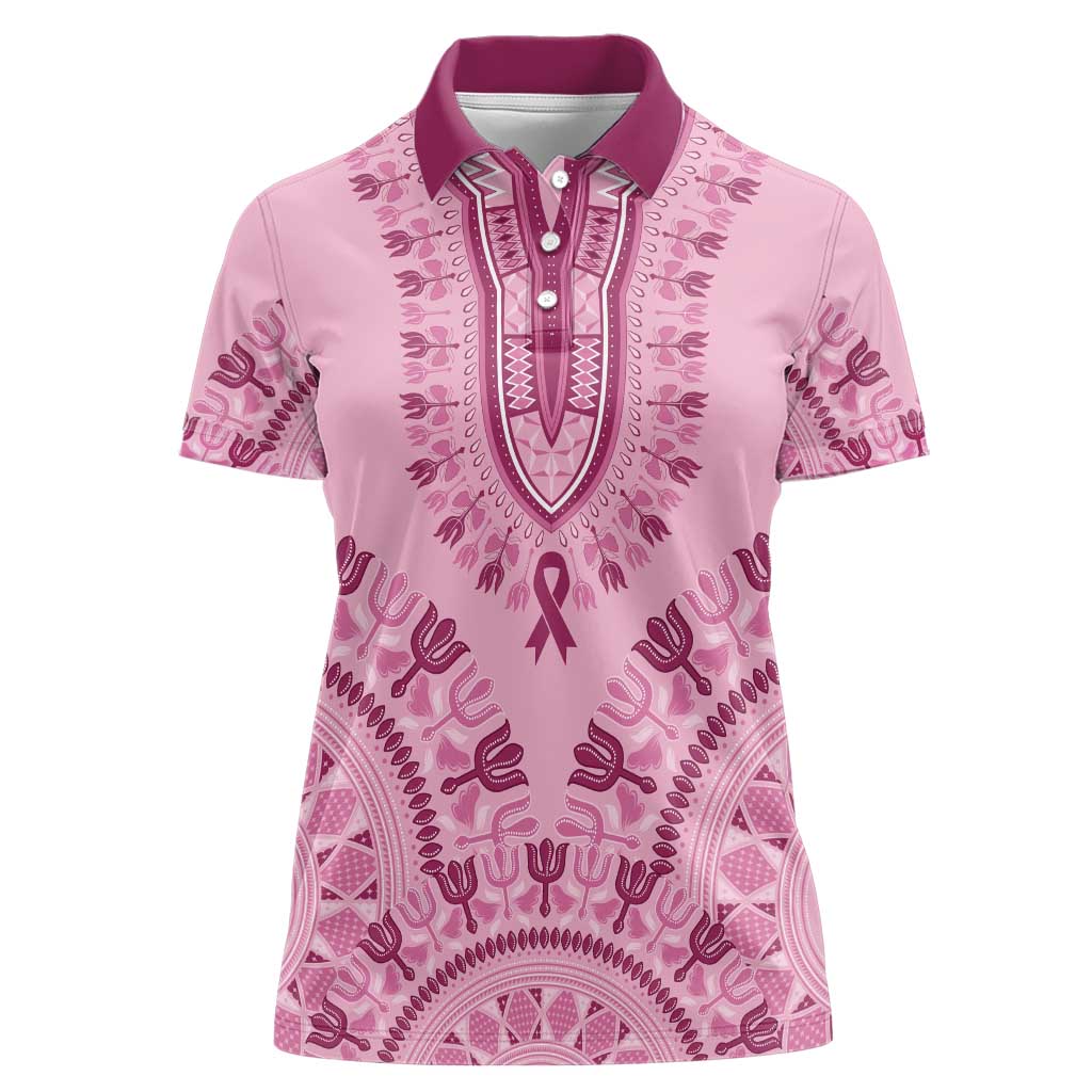 Dashiki Glamorous Pink Women Polo Shirt Breast Cancer Awareness - Wonder Print Shop