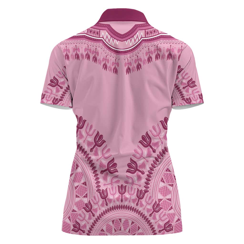 Dashiki Glamorous Pink Women Polo Shirt Breast Cancer Awareness - Wonder Print Shop