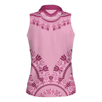 Dashiki Glamorous Pink Women Sleeveless Polo Shirt Breast Cancer Awareness - Wonder Print Shop