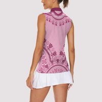 Dashiki Glamorous Pink Women Sleeveless Polo Shirt Breast Cancer Awareness - Wonder Print Shop