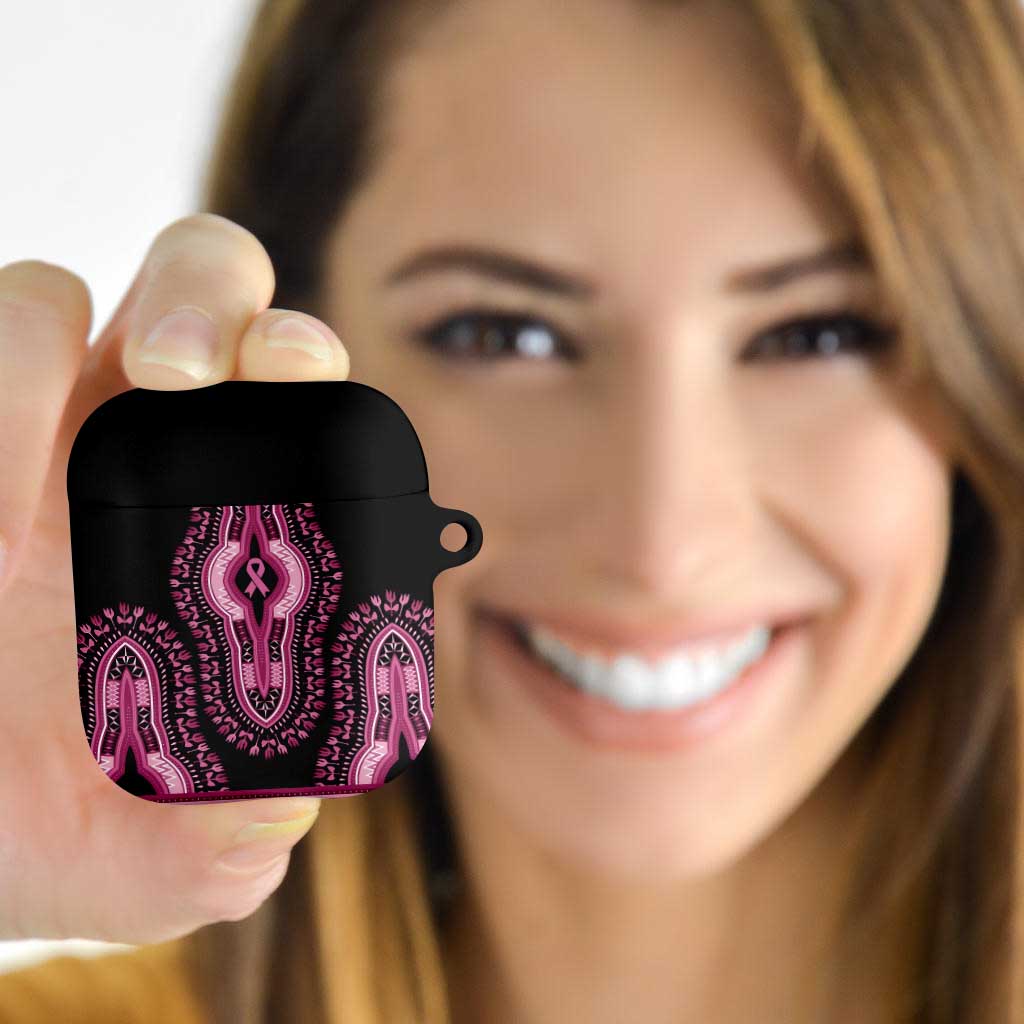 Breast Cancer Awareness Pink Ribbon AirPods Case Dashiki Style - Wonder Print Shop