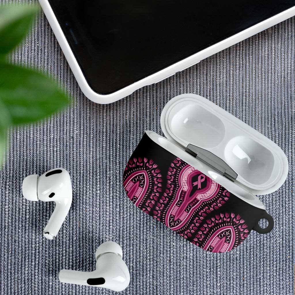 Breast Cancer Awareness Pink Ribbon AirPods Case Dashiki Style - Wonder Print Shop