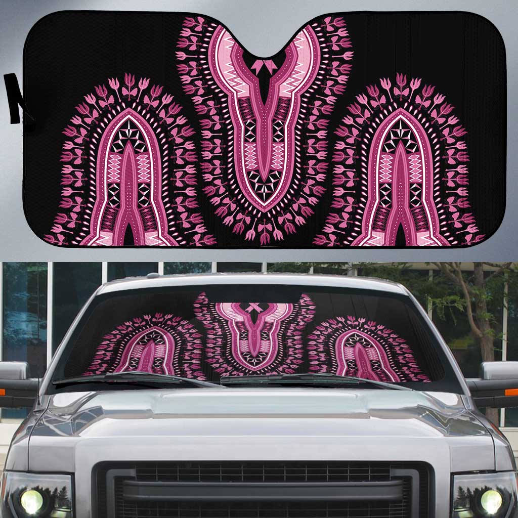 Breast Cancer Awareness Pink Ribbon Auto Sun Shade Dashiki Style - Wonder Print Shop