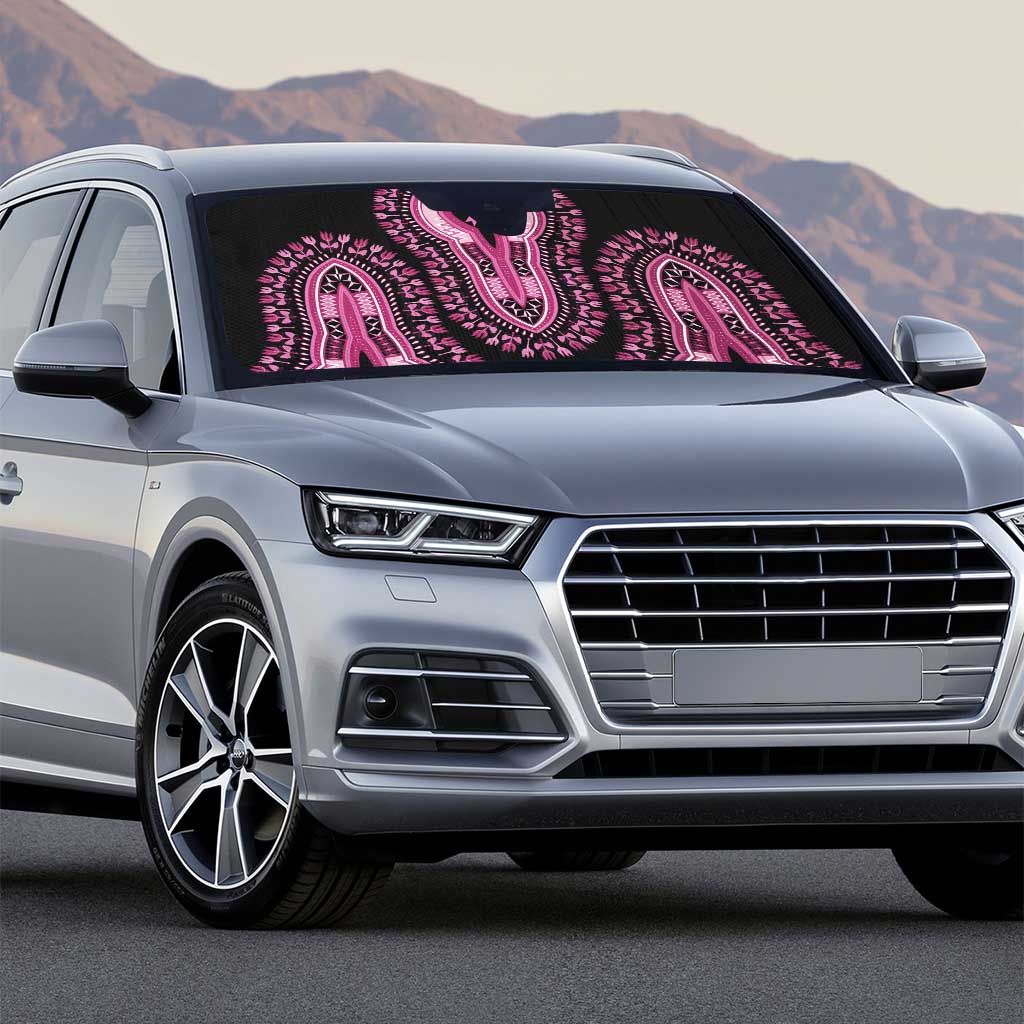 Breast Cancer Awareness Pink Ribbon Auto Sun Shade Dashiki Style - Wonder Print Shop