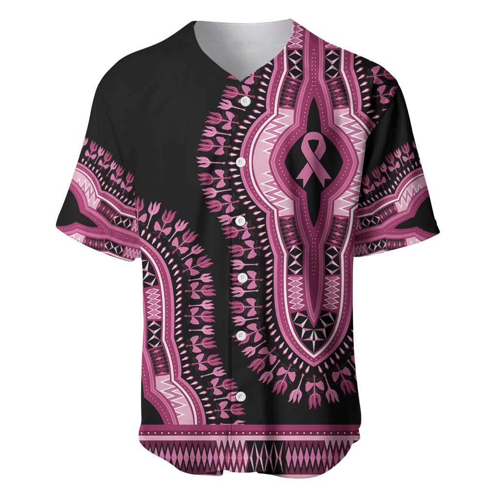 Breast Cancer Awareness Pink Ribbon Baseball Jersey Dashiki Style - Wonder Print Shop