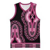 Breast Cancer Awareness Pink Ribbon Basketball Jersey Dashiki Style - Wonder Print Shop