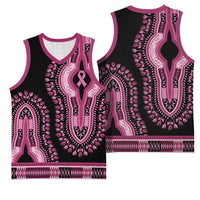 Breast Cancer Awareness Pink Ribbon Basketball Jersey Dashiki Style - Wonder Print Shop
