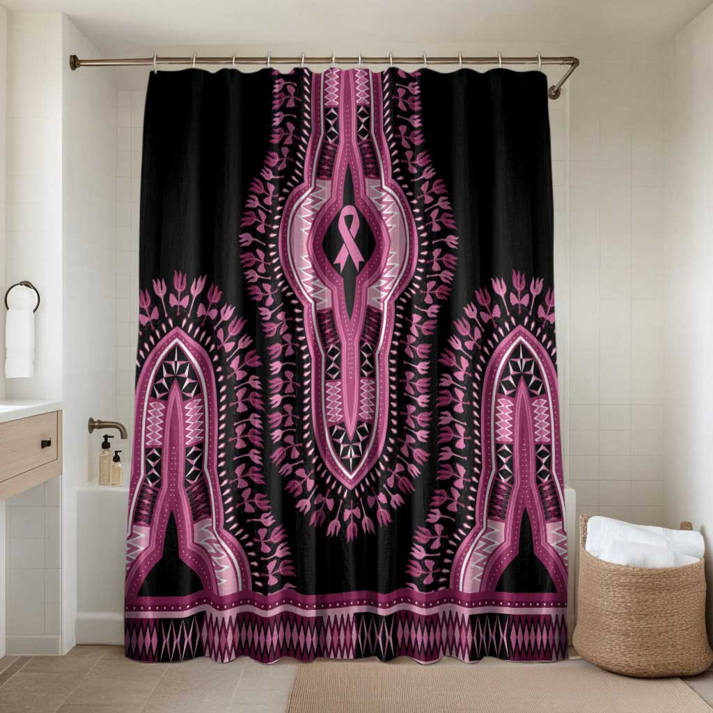Breast Cancer Awareness Pink Ribbon Bathroom Set Dashiki Style - Wonder Print Shop