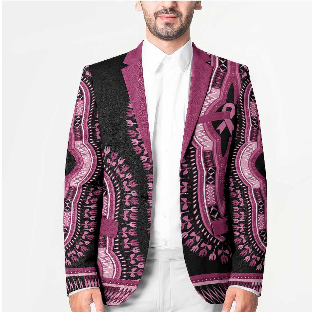 Breast Cancer Awareness Pink Ribbon Blazer Dashiki Style - Wonder Print Shop
