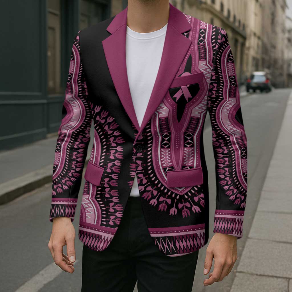 Breast Cancer Awareness Pink Ribbon Blazer Dashiki Style - Wonder Print Shop