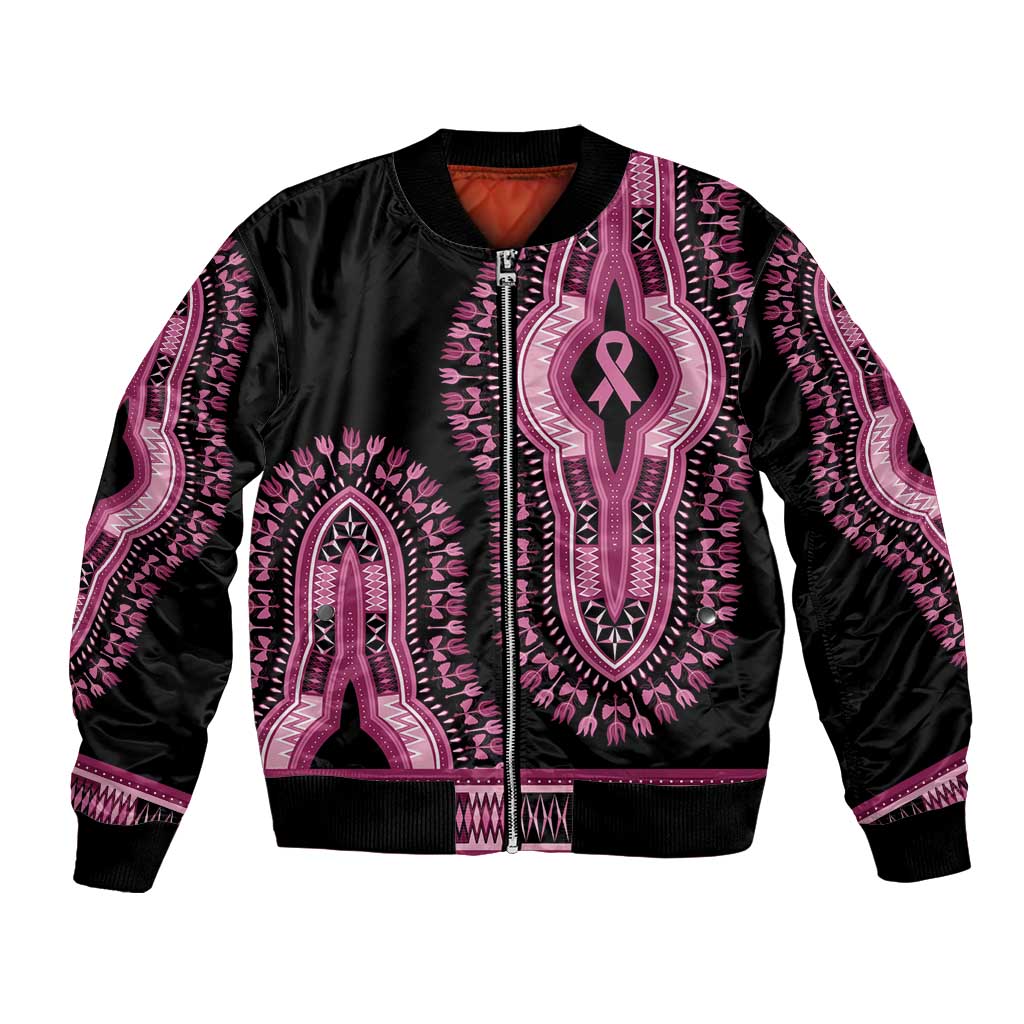 Breast Cancer Awareness Pink Ribbon Bomber Jacket Dashiki Style - Wonder Print Shop