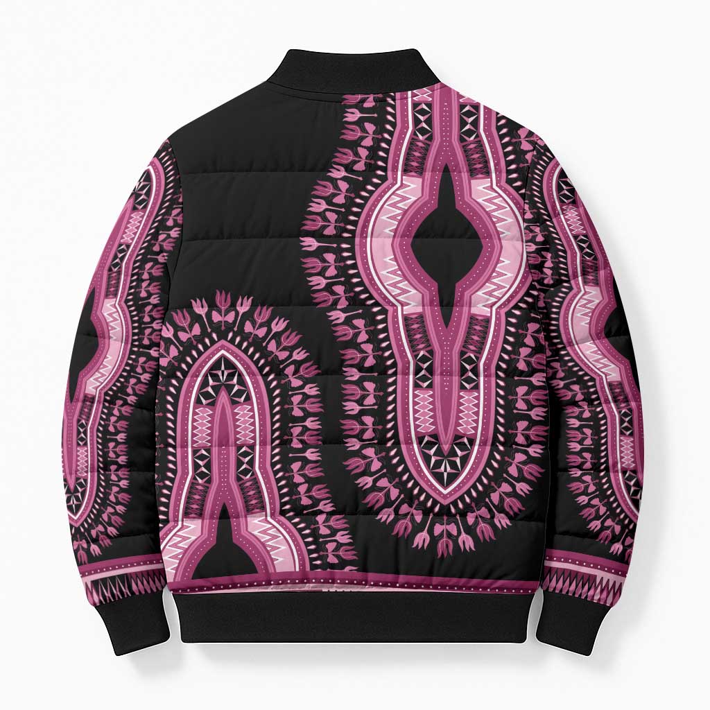 Breast Cancer Awareness Pink Ribbon Bomber Puffer Jacket Dashiki Style - Wonder Print Shop
