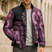 Breast Cancer Awareness Pink Ribbon Bomber Puffer Jacket Dashiki Style - Wonder Print Shop