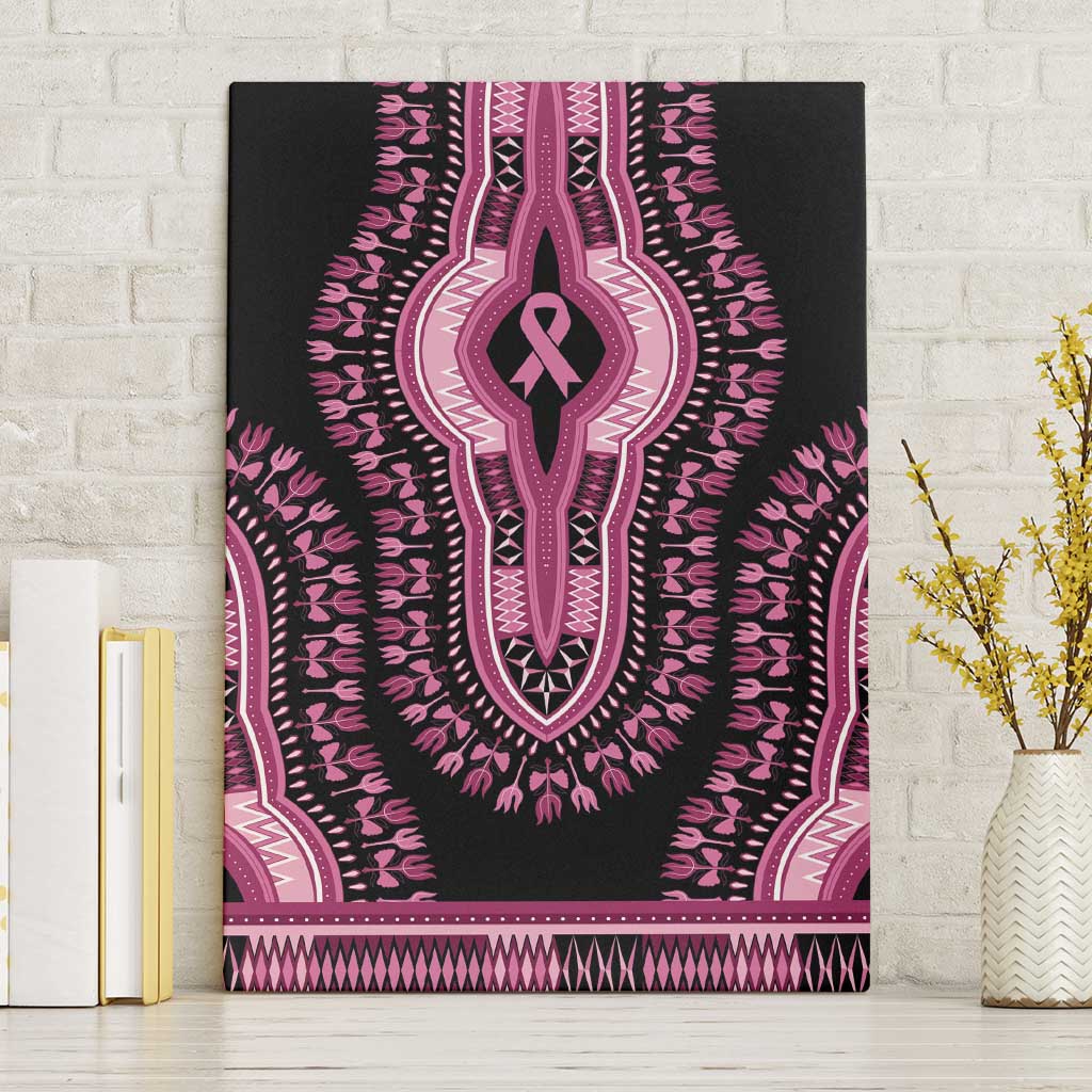 Breast Cancer Awareness Pink Ribbon Canvas Wall Art Dashiki Style - Wonder Print Shop