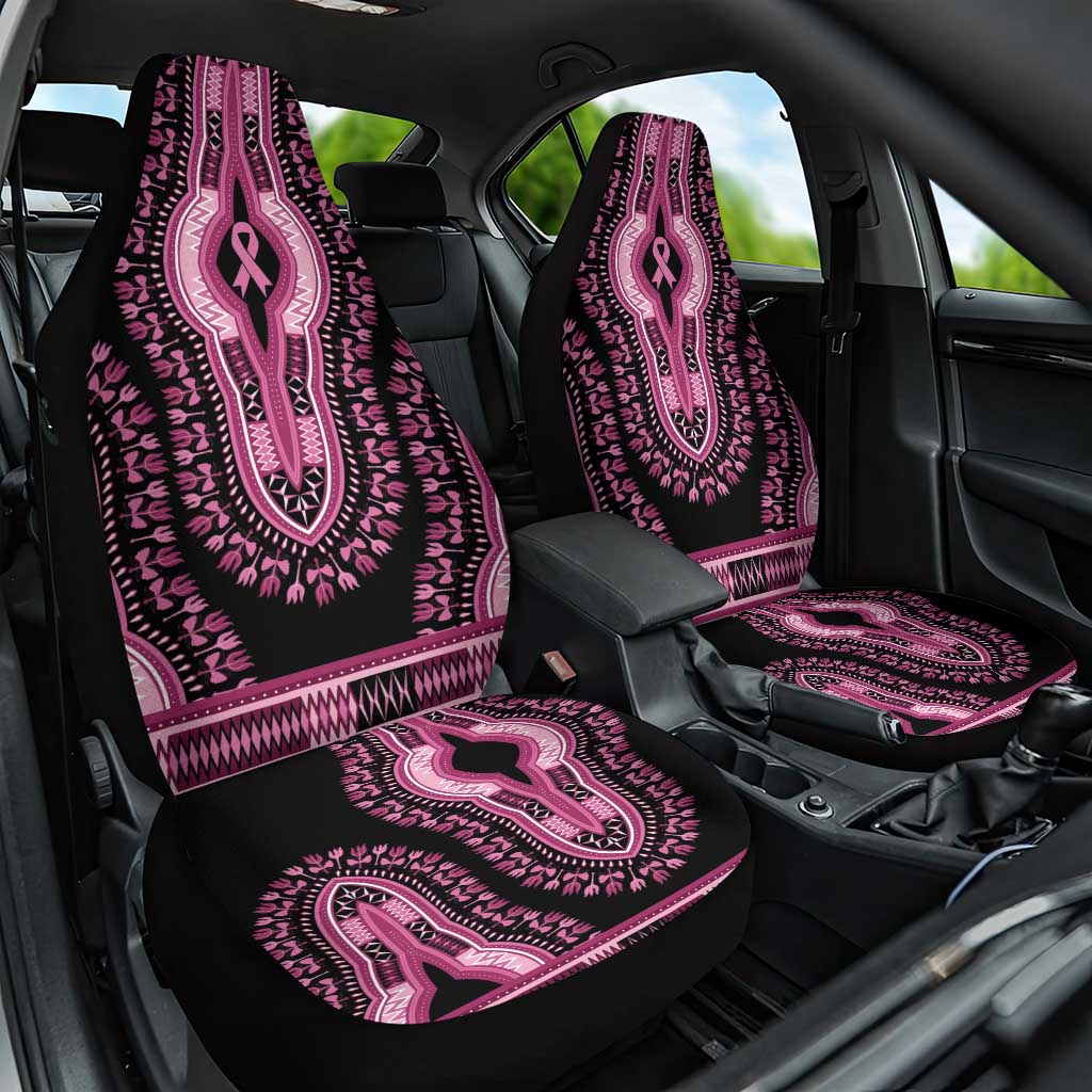 Breast Cancer Awareness Pink Ribbon Car Seat Cover Dashiki Style - Wonder Print Shop