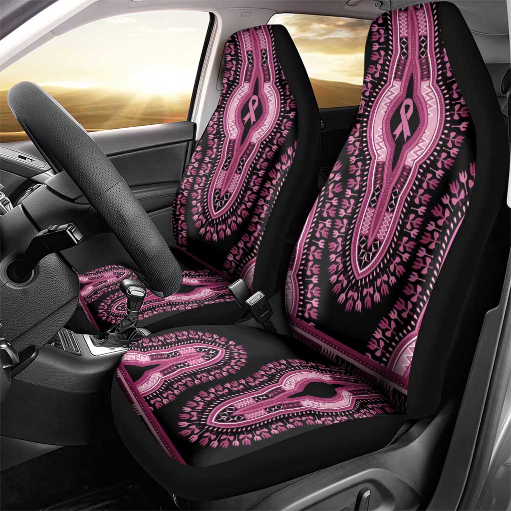 Breast Cancer Awareness Pink Ribbon Car Seat Cover Dashiki Style - Wonder Print Shop